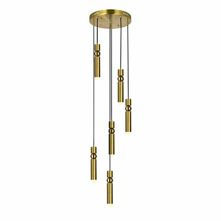 CWI LIGHTING Led Pendant With Brass Finish 1225P16-6-625